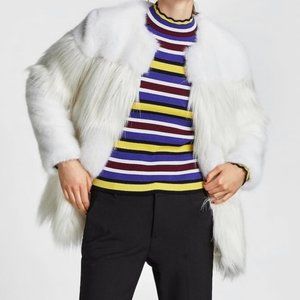 🎉 HP 🎉 NEW Zara Faux Fur White Teddy Coat